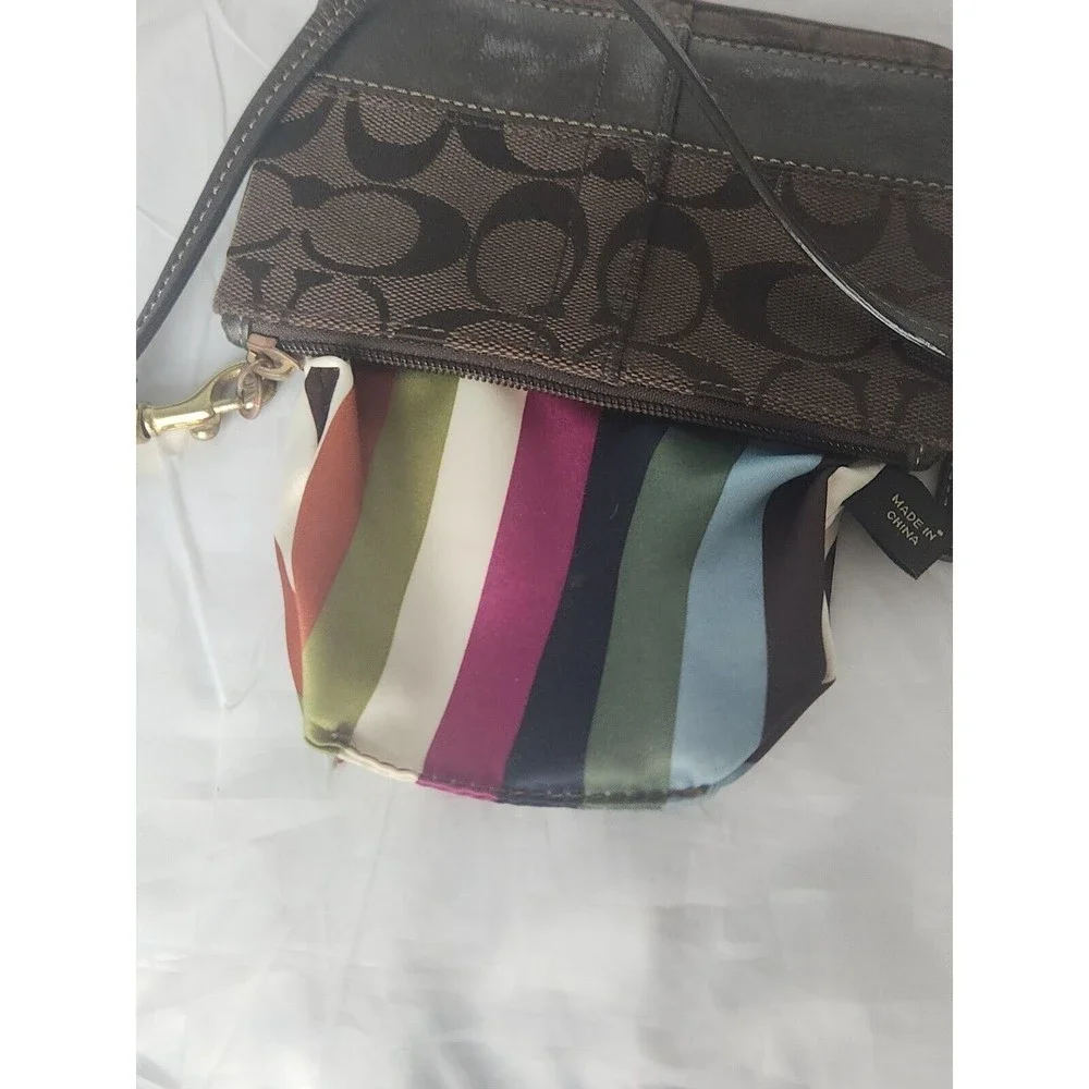 Coach F41637 Zip Wristlet wallet coin purse  In Signature Canvas dark‎ brown
